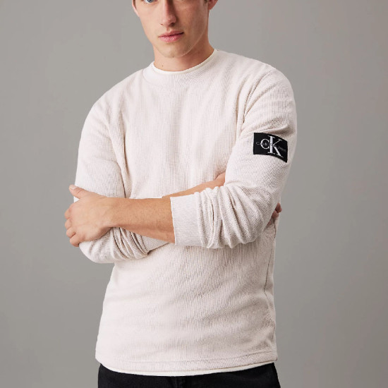  Calvin Klein Ανδρική μακρυμάνικη μπλούζα Badge Crew Waffle
